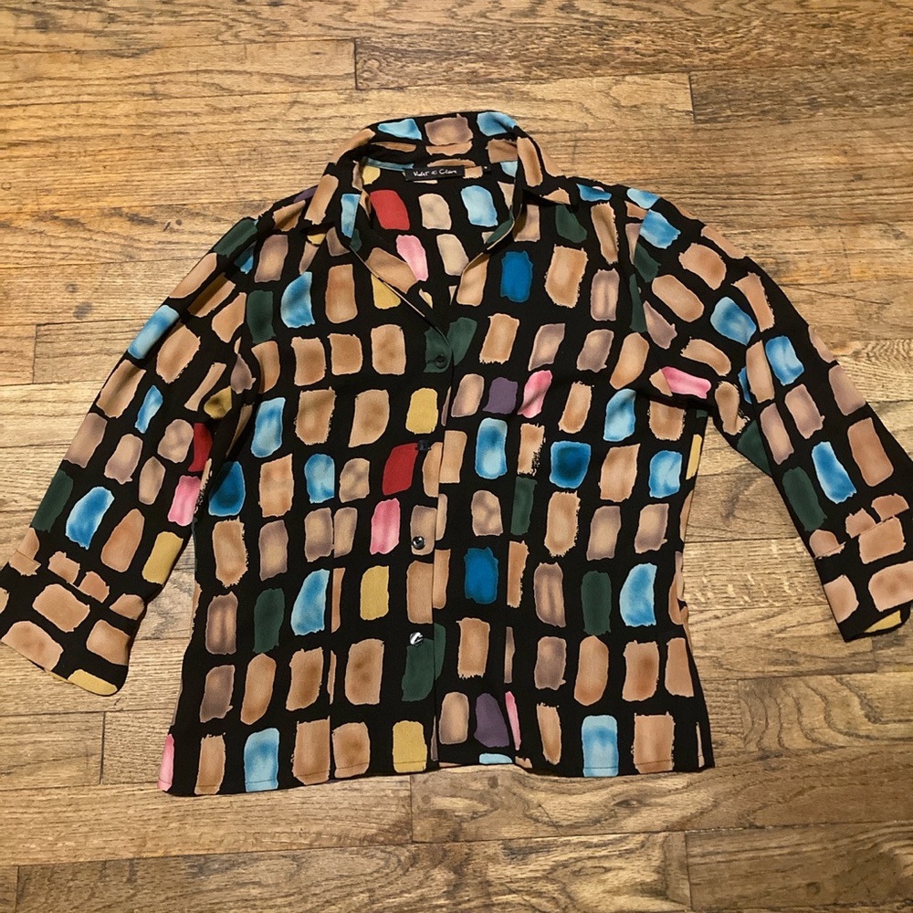 Multi colored violet & Claire top size small